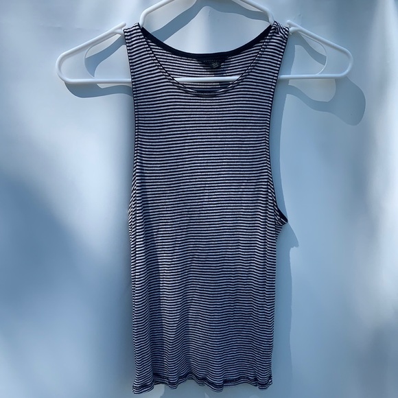 Black and White Stripped Halter Neck Tank Top - Picture 1 of 2